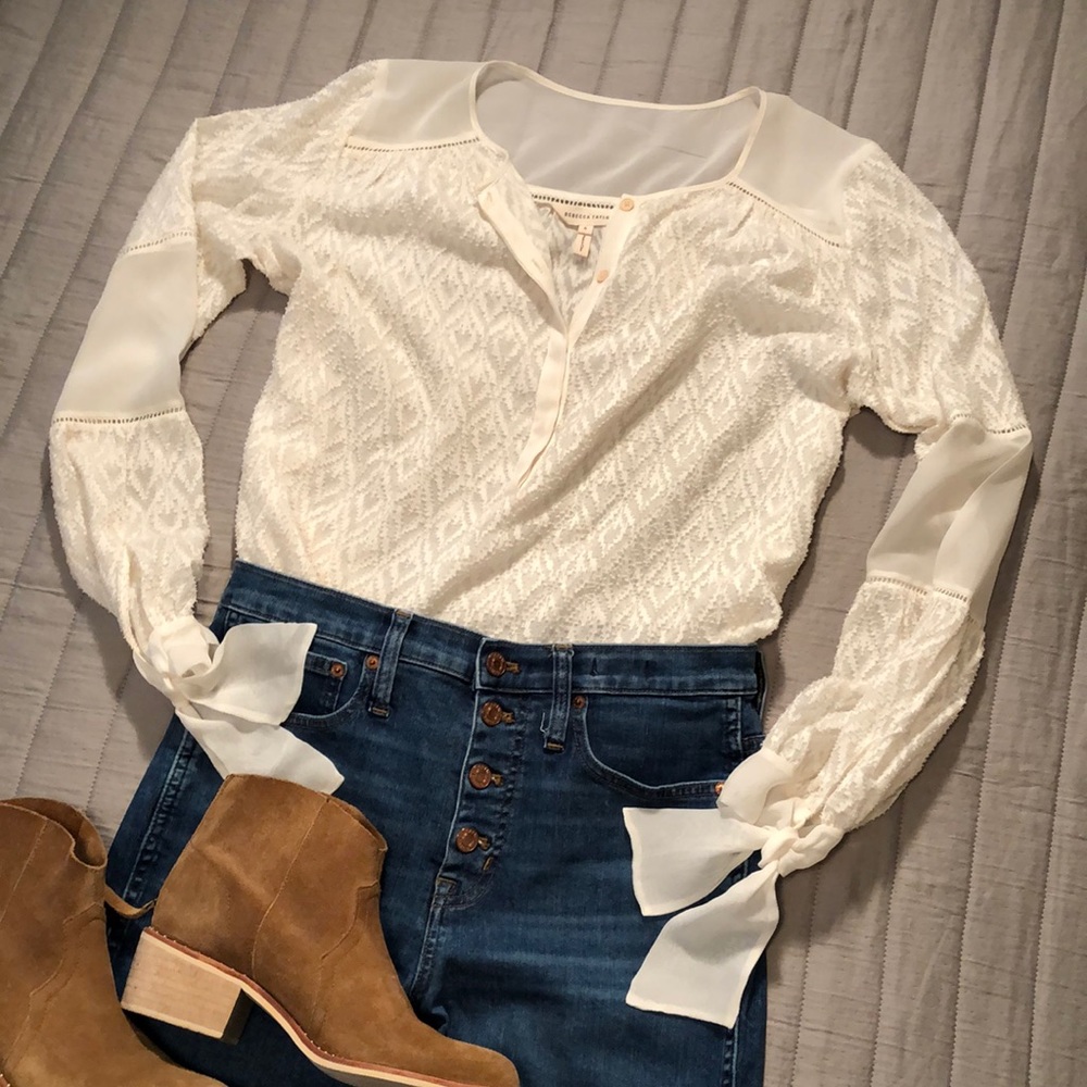 Rebecca Taylor silk, cotton textured blouse - Picture 2 of 15